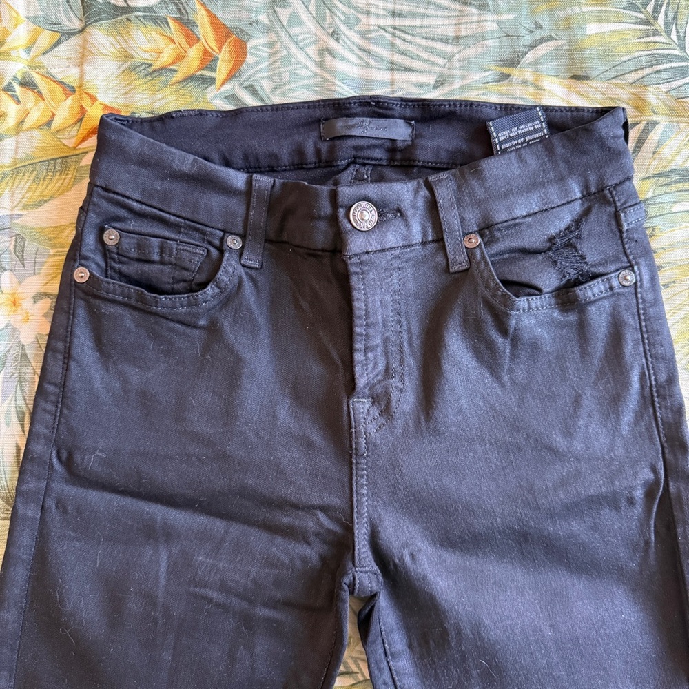 7 for all mankind skinny ripped leather effect pants